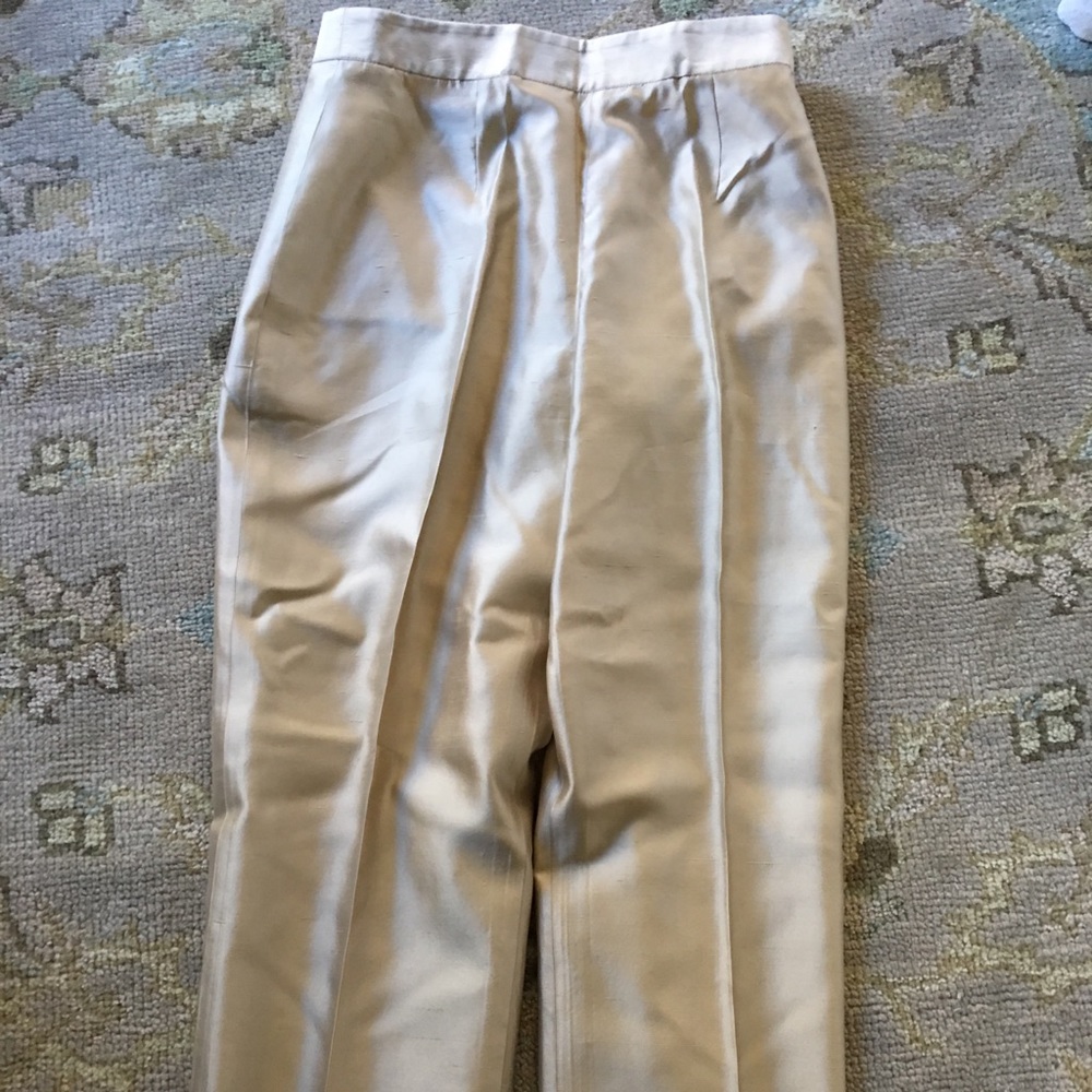 ETCETERA 100% Silk Cream Slacks 12. NWOT